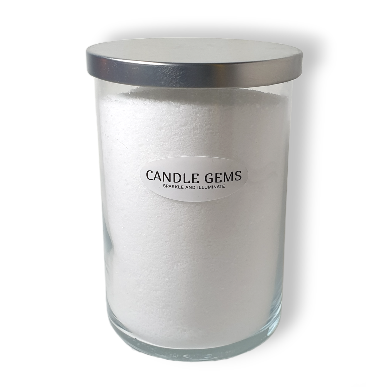 Candle Gems in glass container | White
